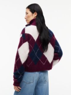 Alpaca Blend Fluffy Cropped Quarter-Zip Jumper — Purple 4