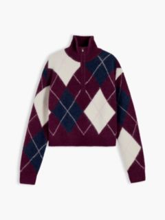 Alpaca Blend Fluffy Cropped Quarter-Zip Jumper — Purple 5