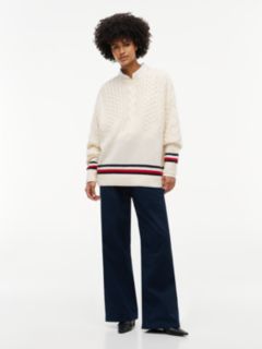 Pure Wool Cable Knit Oversized Jumper — Beige 2