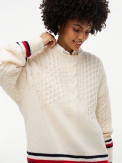 Pure Wool Cable Knit Oversized Jumper — Beige 3