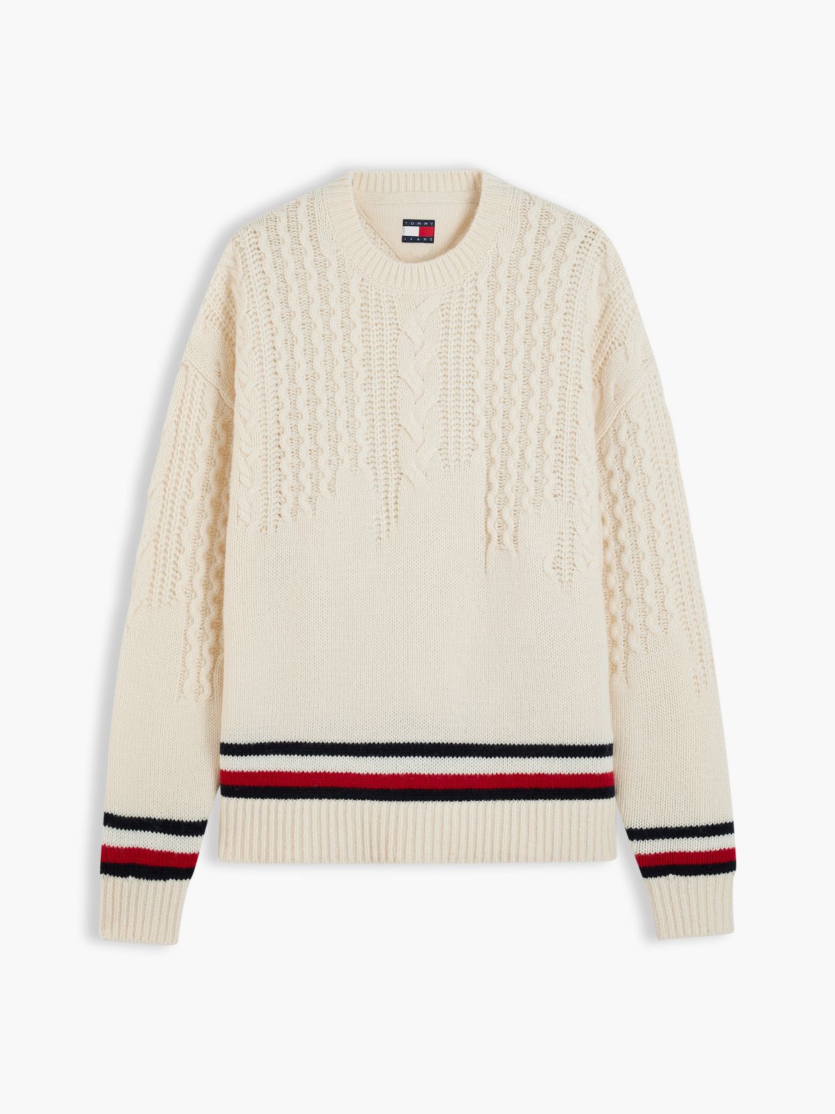 Pure Wool Cable Knit Oversized Jumper — Beige