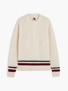 Pure Wool Cable Knit Oversized Jumper — Beige 5