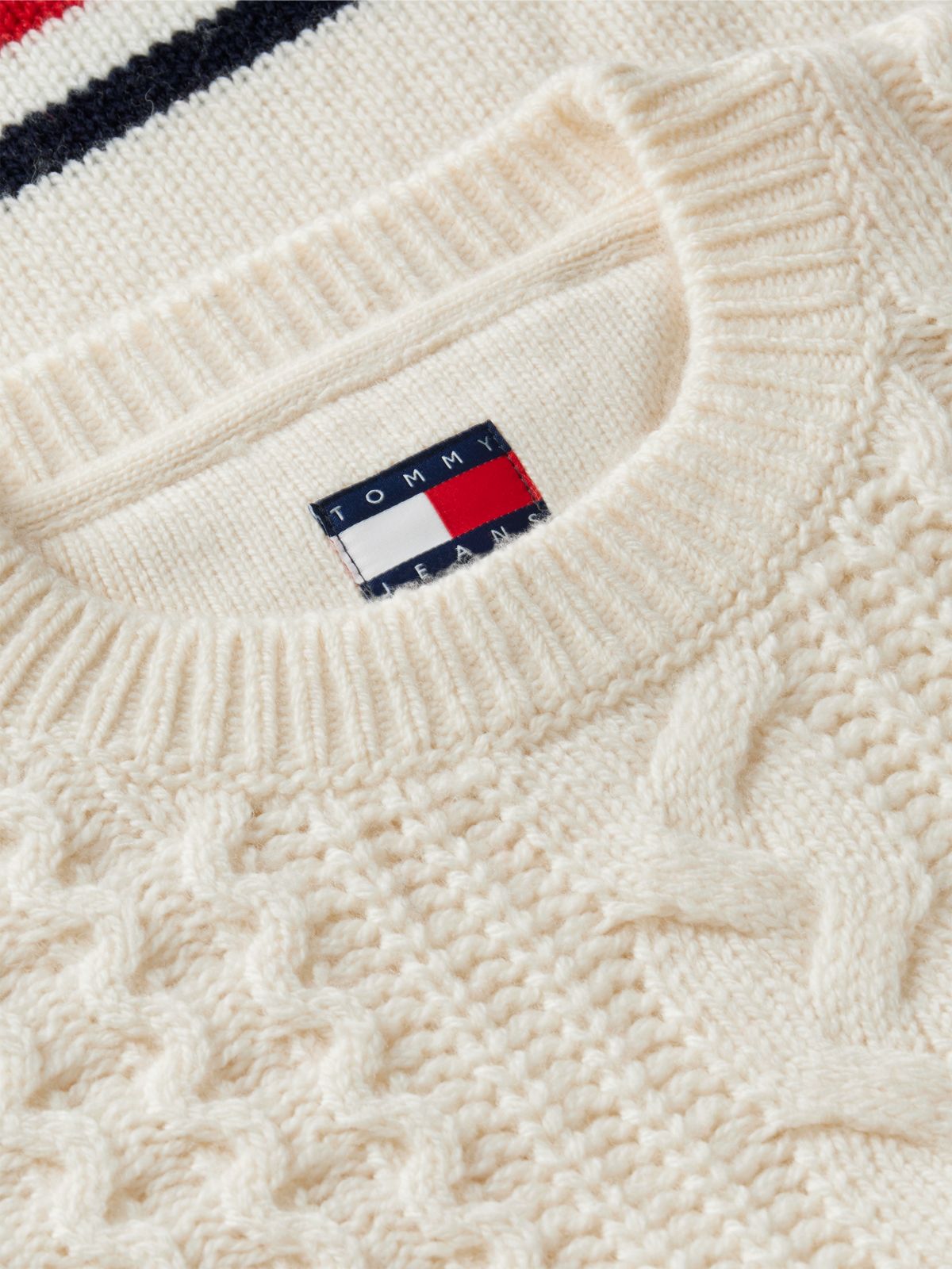 Pure Wool Cable Knit Oversized Jumper — Beige