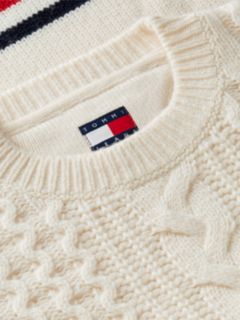 Pure Wool Cable Knit Oversized Jumper — Beige 6