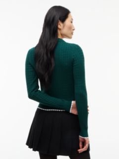 Micro Cable Knit Slim Polo Jumper — Green 4