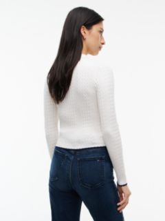 Micro Cable Knit Slim Polo Jumper — White 4