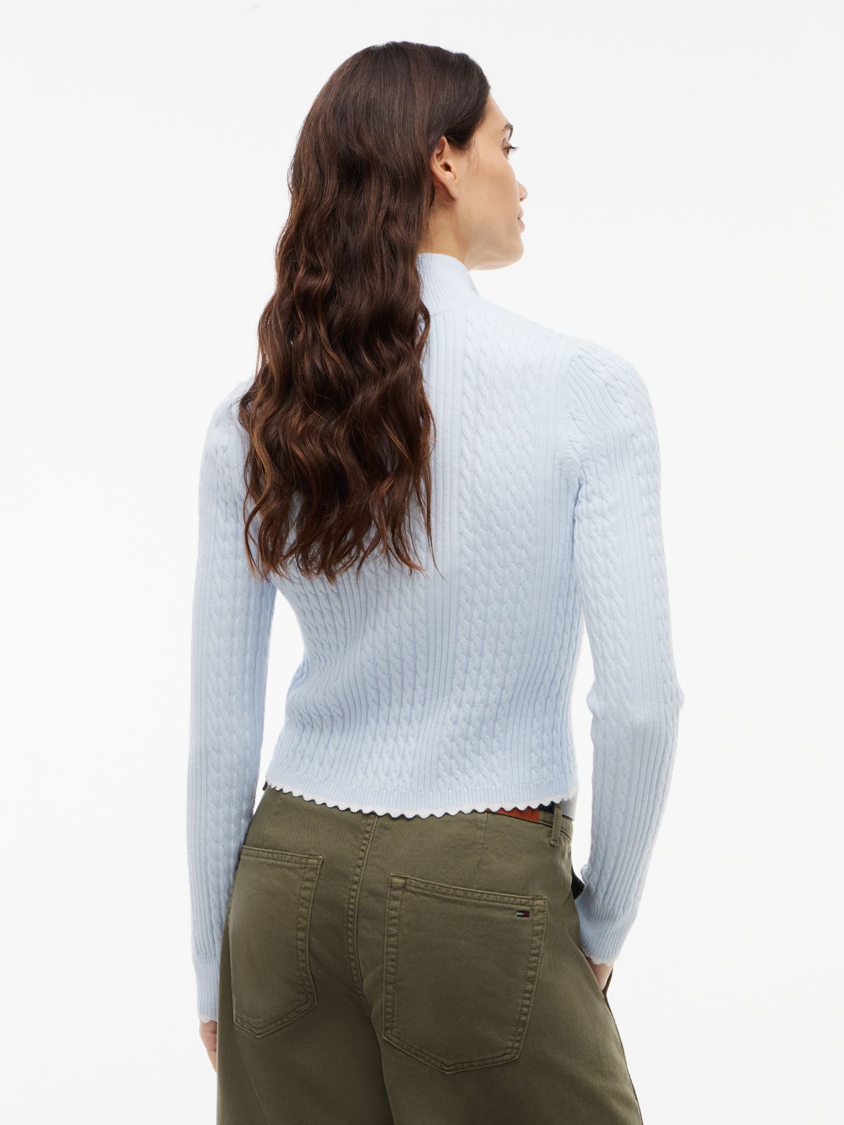 Micro Cable Knit Slim Zip-Thru Jumper — Blue