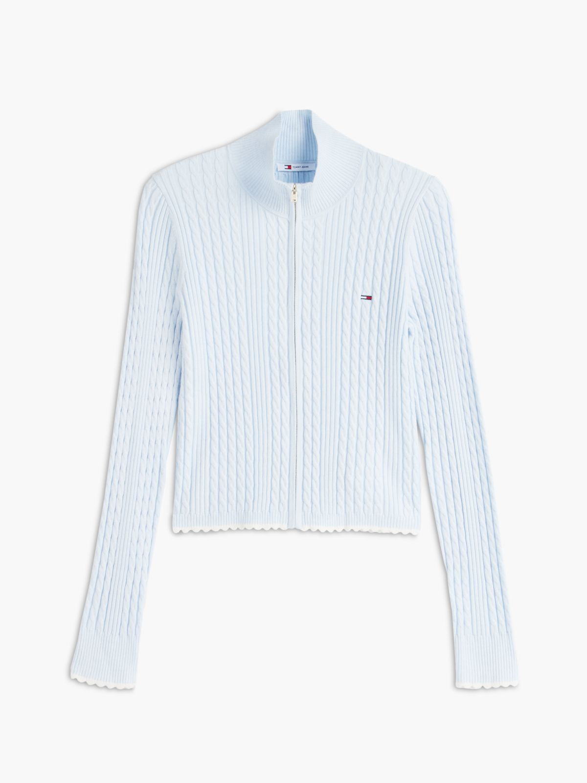Micro Cable Knit Slim Zip-Thru Jumper — Blue