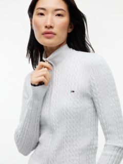 Micro Cable Knit Slim Zip-Thru Jumper — Grey 3