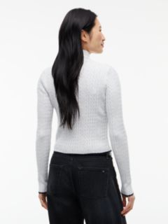 Micro Cable Knit Slim Zip-Thru Jumper — Grey 4