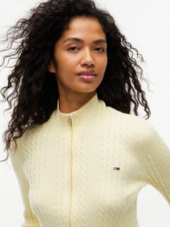 Micro Cable Knit Slim Zip-Thru Jumper — Yellow 3