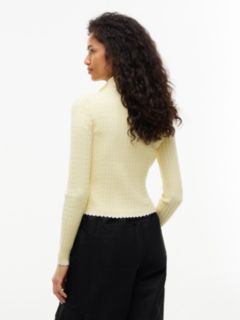 Micro Cable Knit Slim Zip-Thru Jumper — Yellow 4