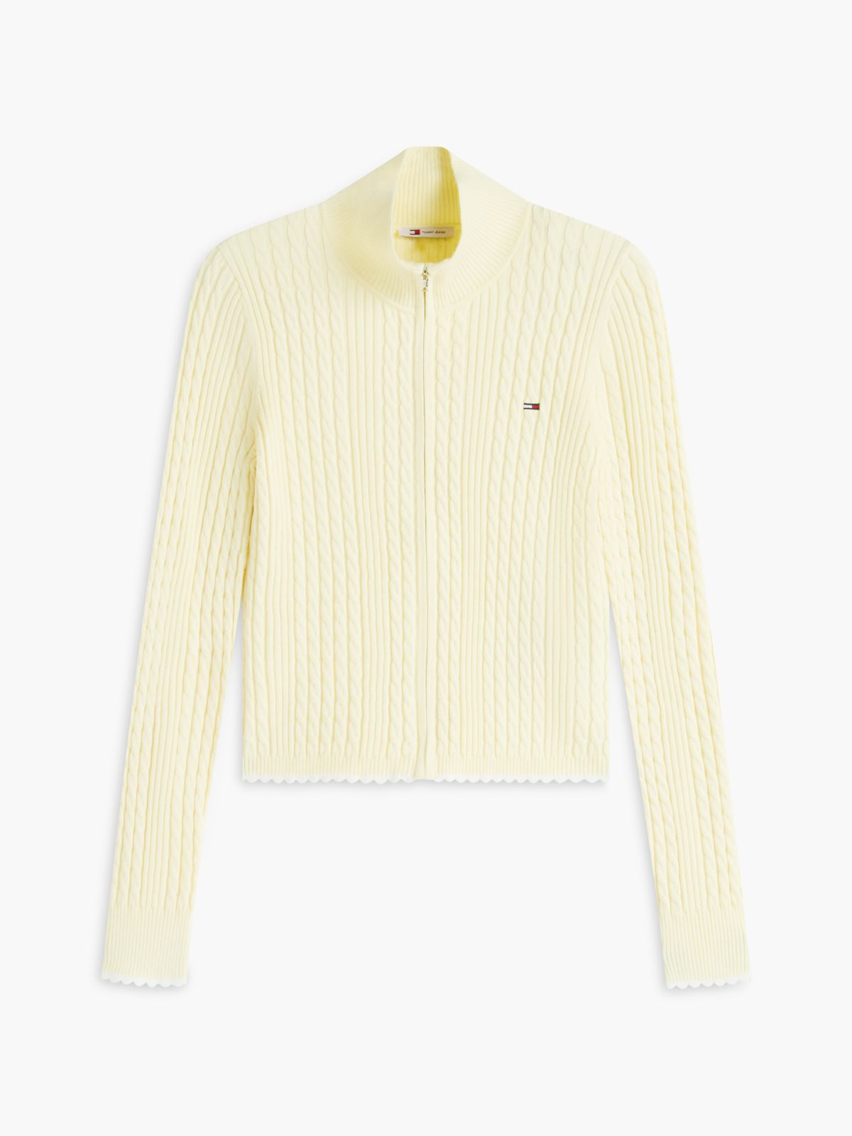 Micro Cable Knit Slim Zip-Thru Jumper — Yellow