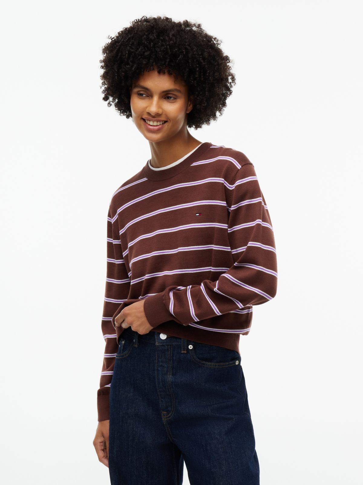 Relaxed Crew Neck Jumper — Brown