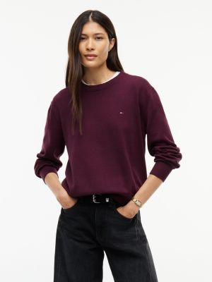 jersey holgado con cuello redondo purple de mujeres tommy jeans