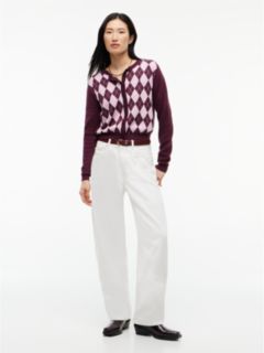 Argyle Crew Neck Cardigan — Purple 2