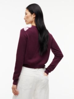 Argyle Crew Neck Cardigan — Purple 4