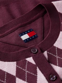 Argyle Crew Neck Cardigan — Purple 6