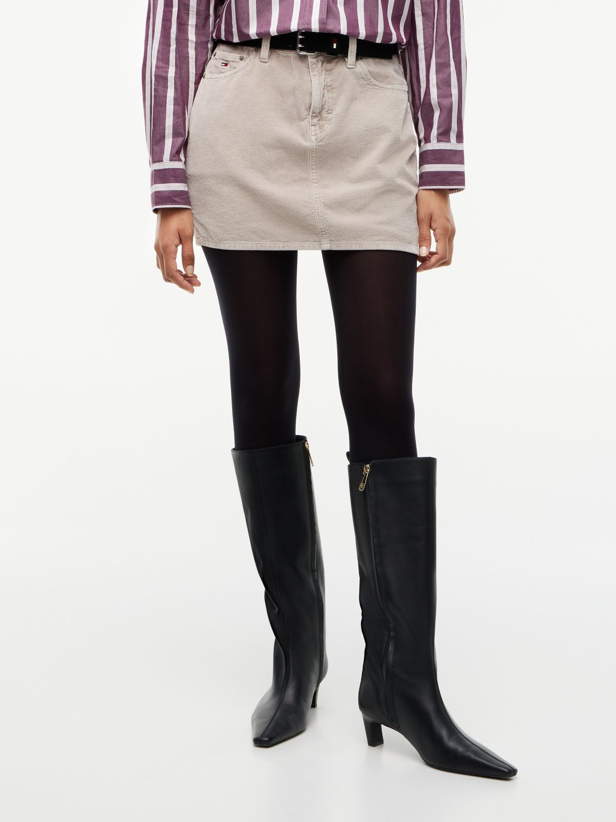 Corduroy Mini Skirt — Grey