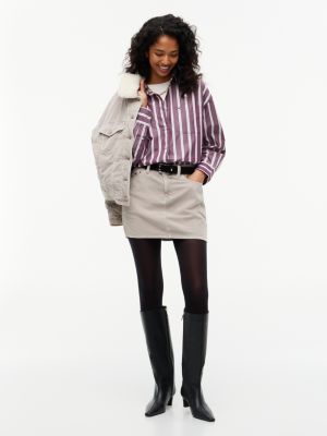 grey corduroy mini skirt for women tommy jeans