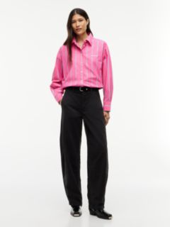 Twill Mid Rise Barrel Trousers — Black 2