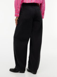 Twill Mid Rise Barrel Trousers — Black 4