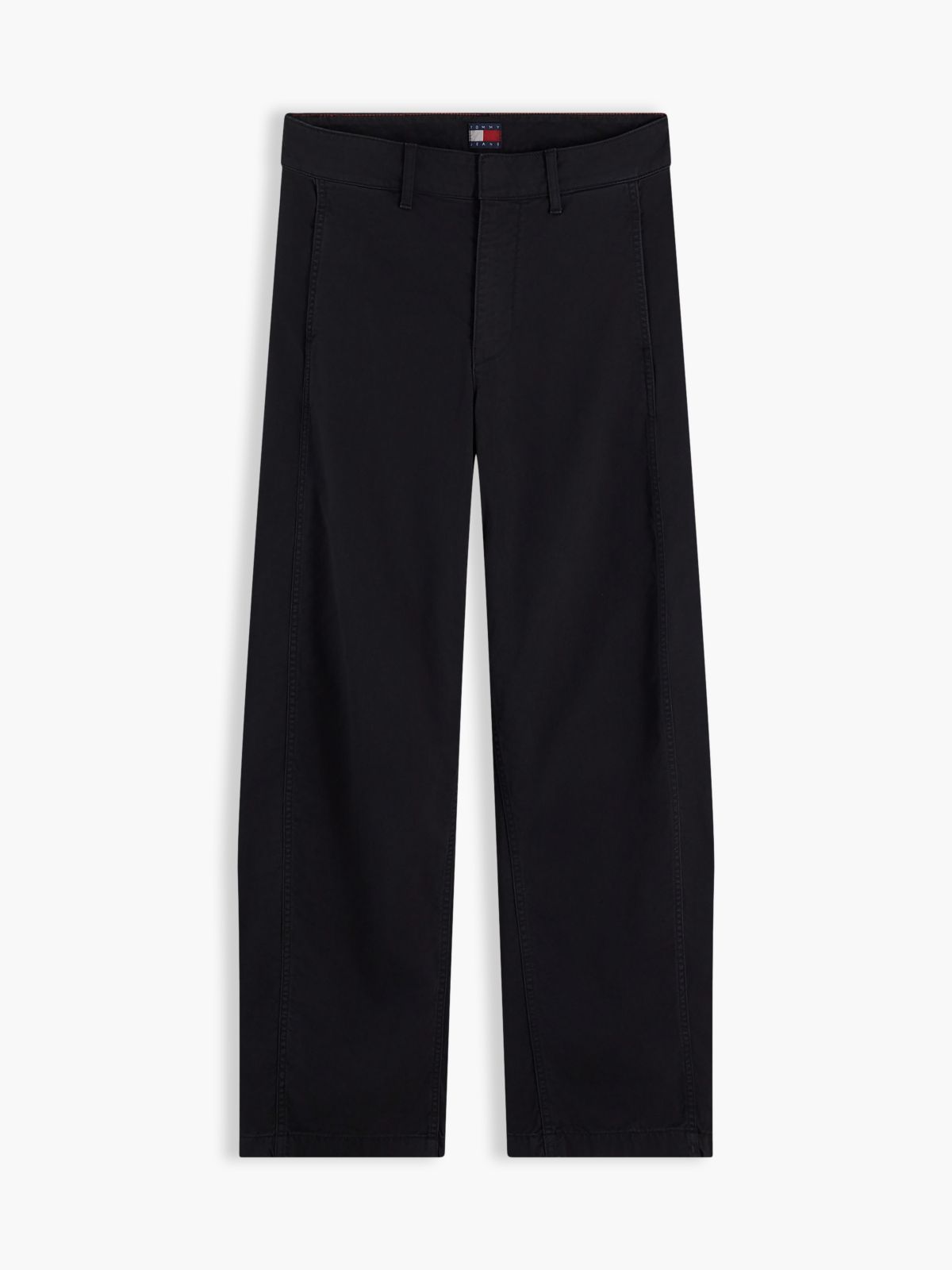 Twill Mid Rise Barrel Trousers — Black