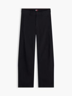 Twill Mid Rise Barrel Trousers — Black 5