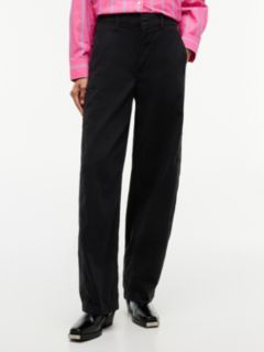 Twill Mid Rise Barrel Trousers — Black 1