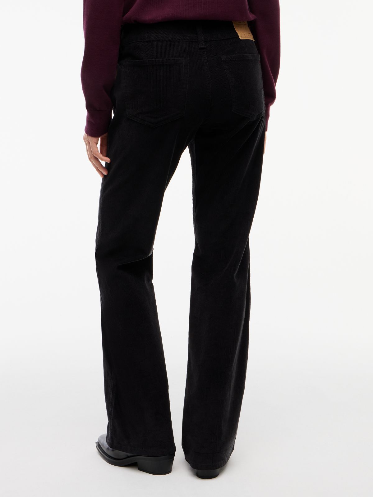 Low Rise Bootcut Corduroy Trousers — Black