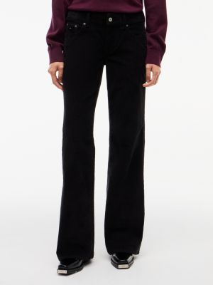 black bootcut fit cordhose mit niedrigem bund für damen - tommy jeans
