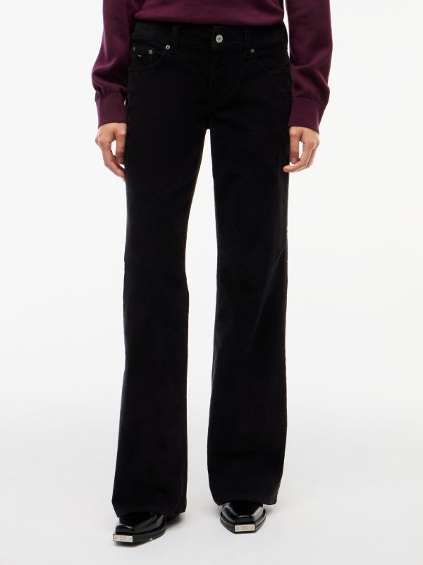 Low Rise Bootcut Corduroy Trousers — Black