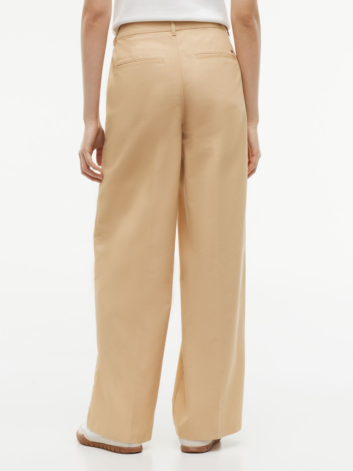 Twill Wide Leg Chinos — Beige