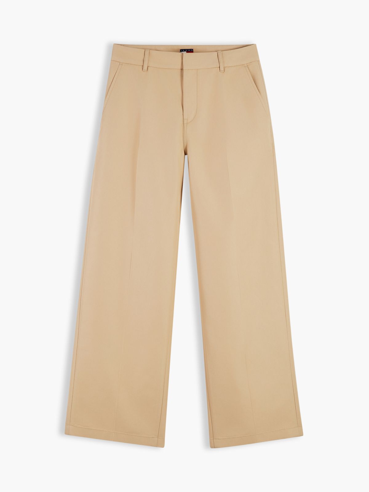 Twill Wide Leg Chinos — Beige