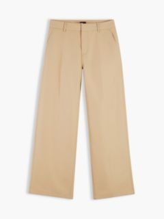 Twill Wide Leg Chinos — Beige 6