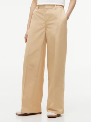 chinos jambe ample en sergé beige pour femmes tommy jeans