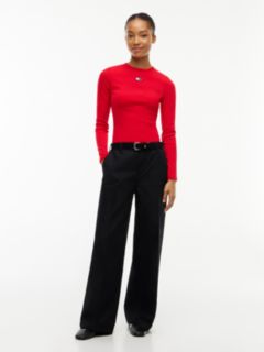 Twill Wide Leg Chinos — Black 2