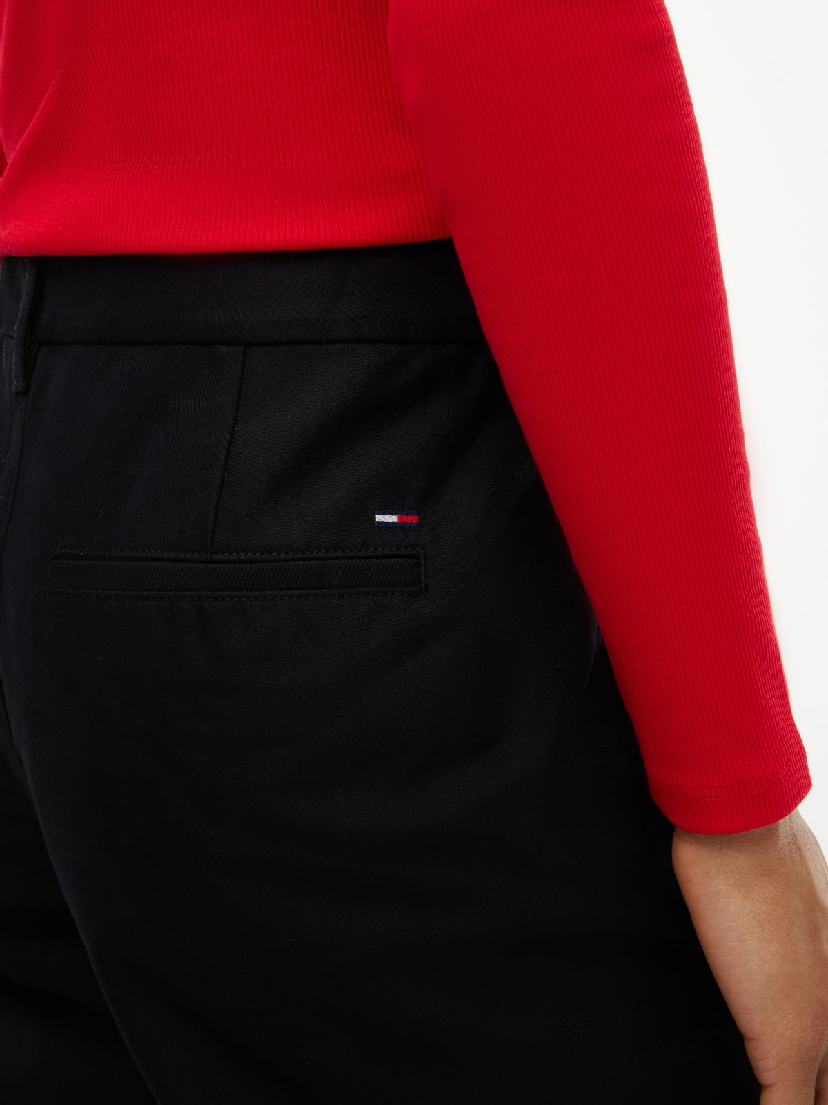 Twill Wide Leg Chinos — Black