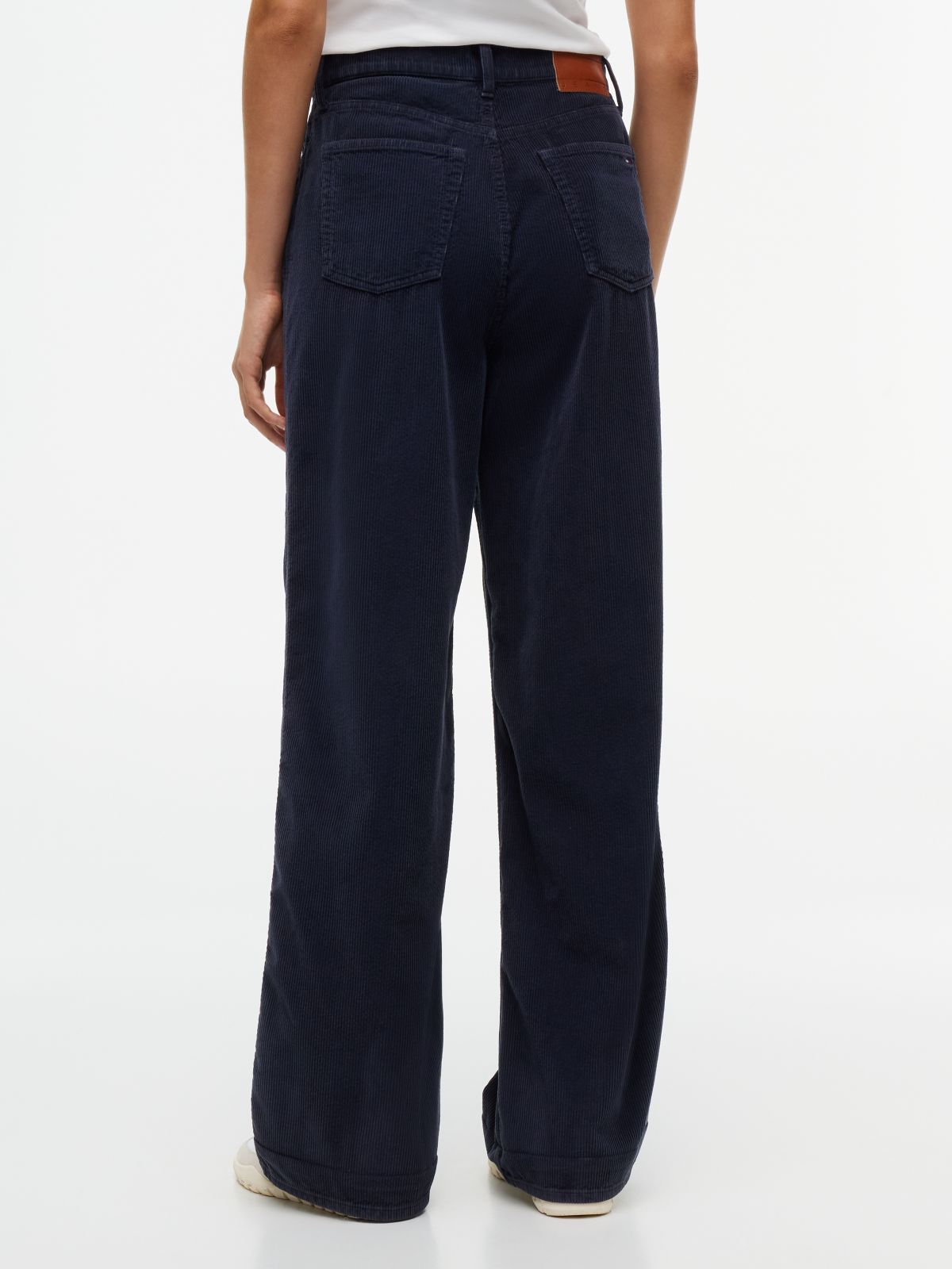 Corduroy High Rise Straight Trousers — Blue