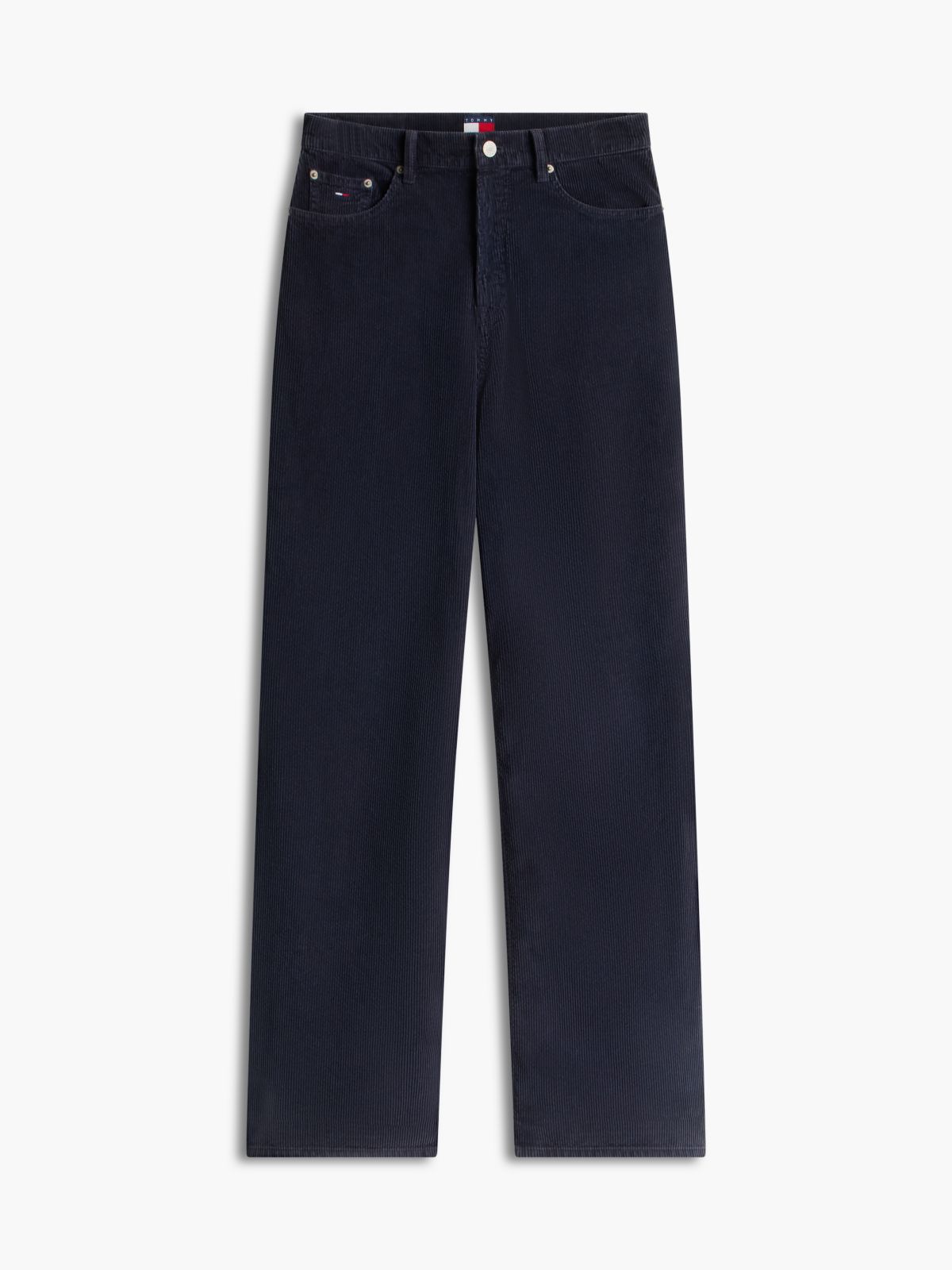 Corduroy High Rise Straight Trousers — Blue