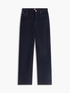 Corduroy High Rise Straight Trousers — Blue 5