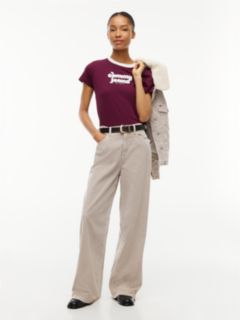 Corduroy High Rise Straight Trousers — Grey 2