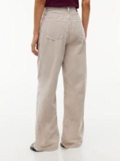 Corduroy High Rise Straight Trousers — Grey 4