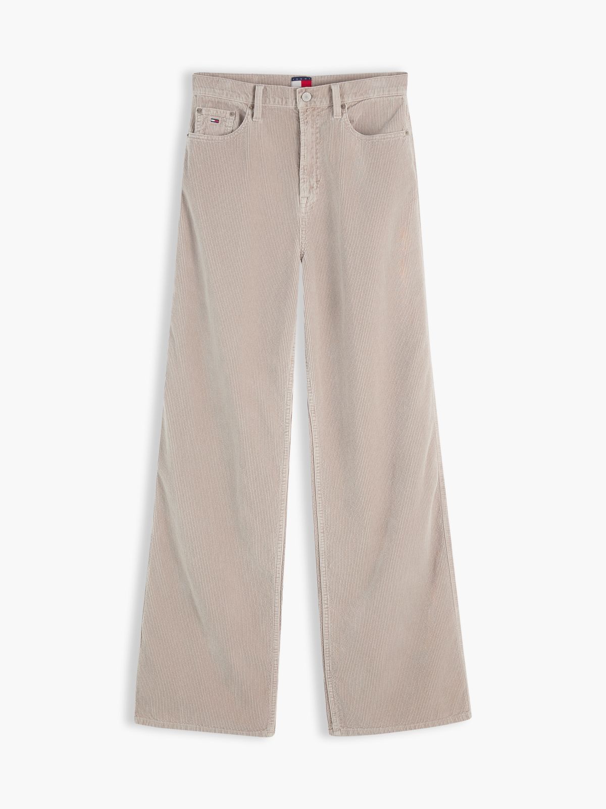 Corduroy High Rise Straight Trousers — Grey
