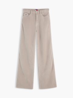 Corduroy High Rise Straight Trousers — Grey 5