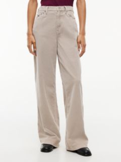 Corduroy High Rise Straight Trousers — Grey 1