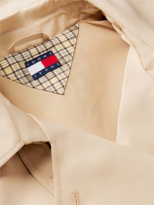 beige relaxed short trench jacket for women tommy jeans