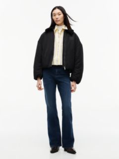 Faux Fur Collar Oversized Bomber Jacket — Black 2