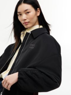 Faux Fur Collar Oversized Bomber Jacket — Black 3