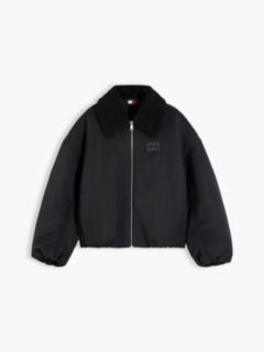 Faux Fur Collar Oversized Bomber Jacket — Black 5